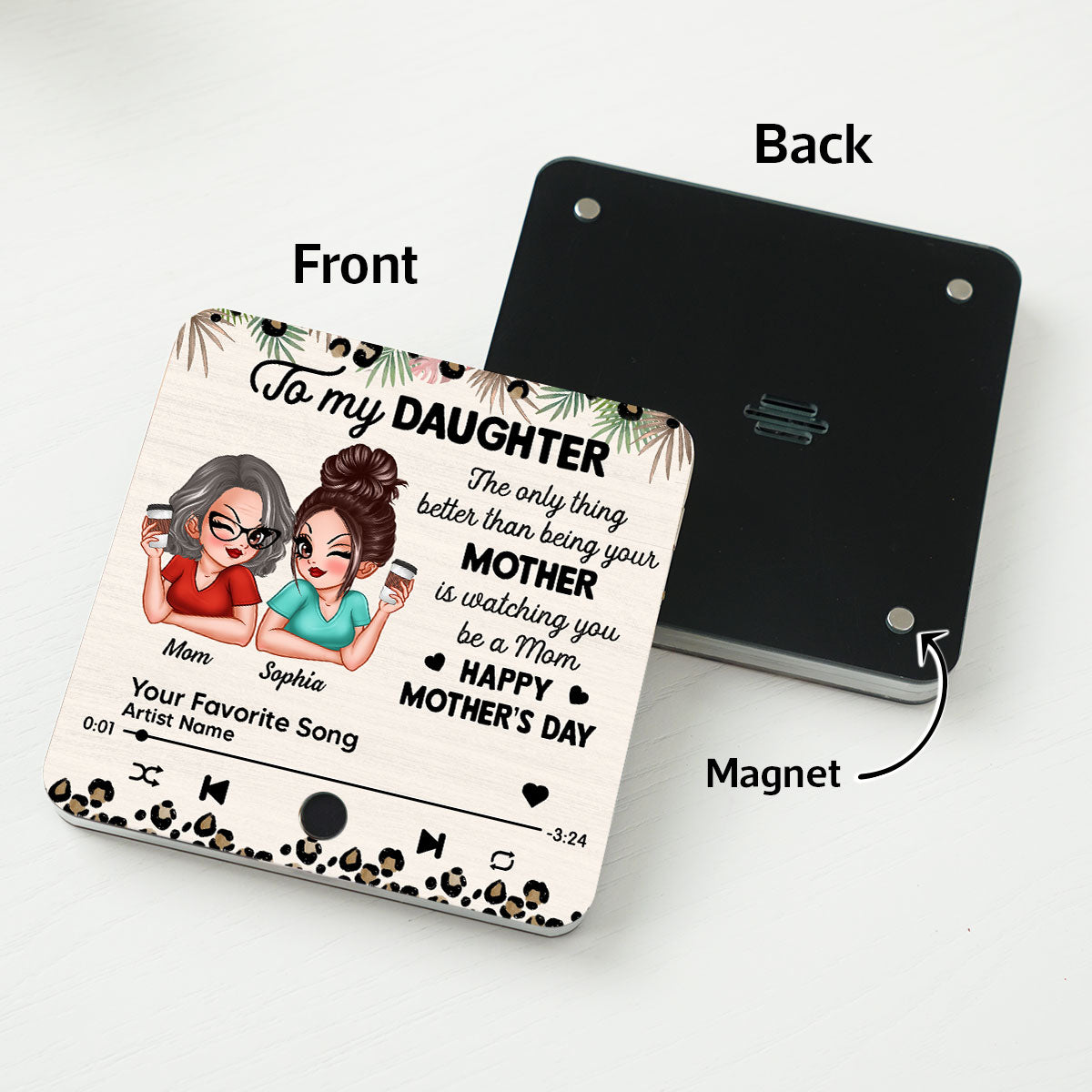 To My Daughter From Mom Happy Mother's Day Personalized Music Fridge Magnet, Gift For Daughter