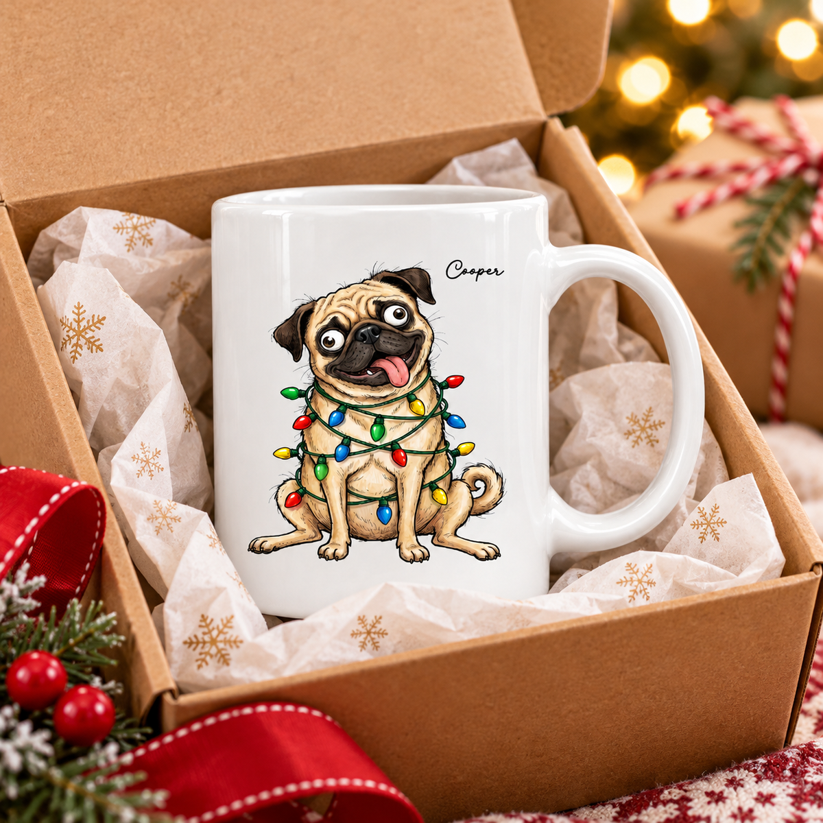 Custom Pet Portrait Quirky Silly Dog - Personalized Mug - Funny Christmas Gift For Dog Lover
