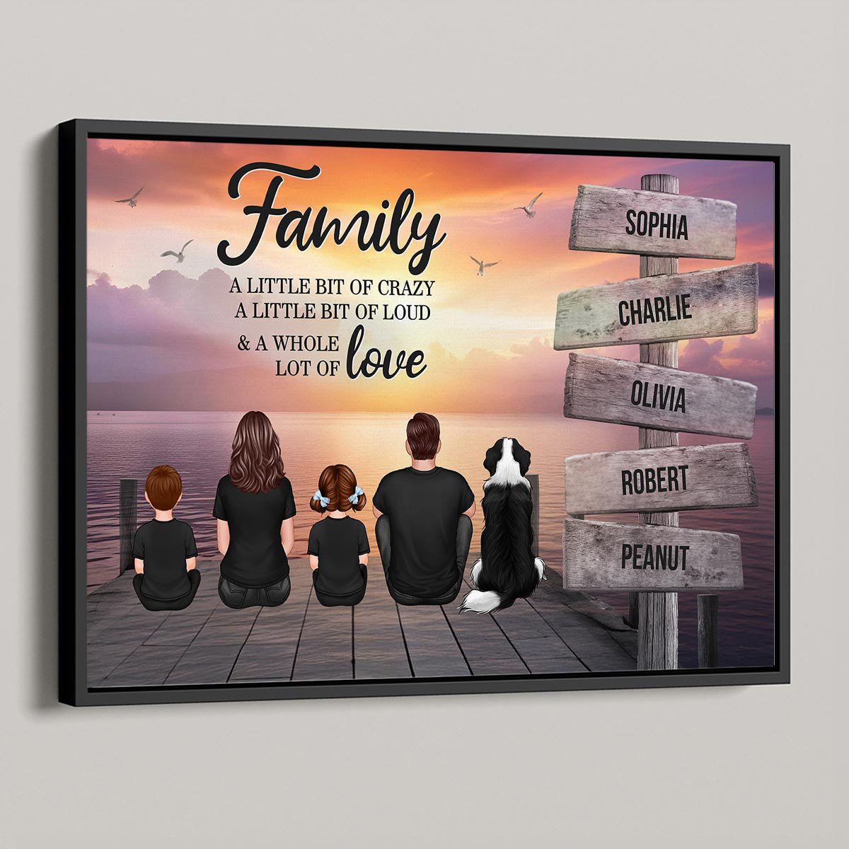 Retro Vintage Family A Little Whole Lot of Love Sign Posts - Personalized Poster - Gift For Family