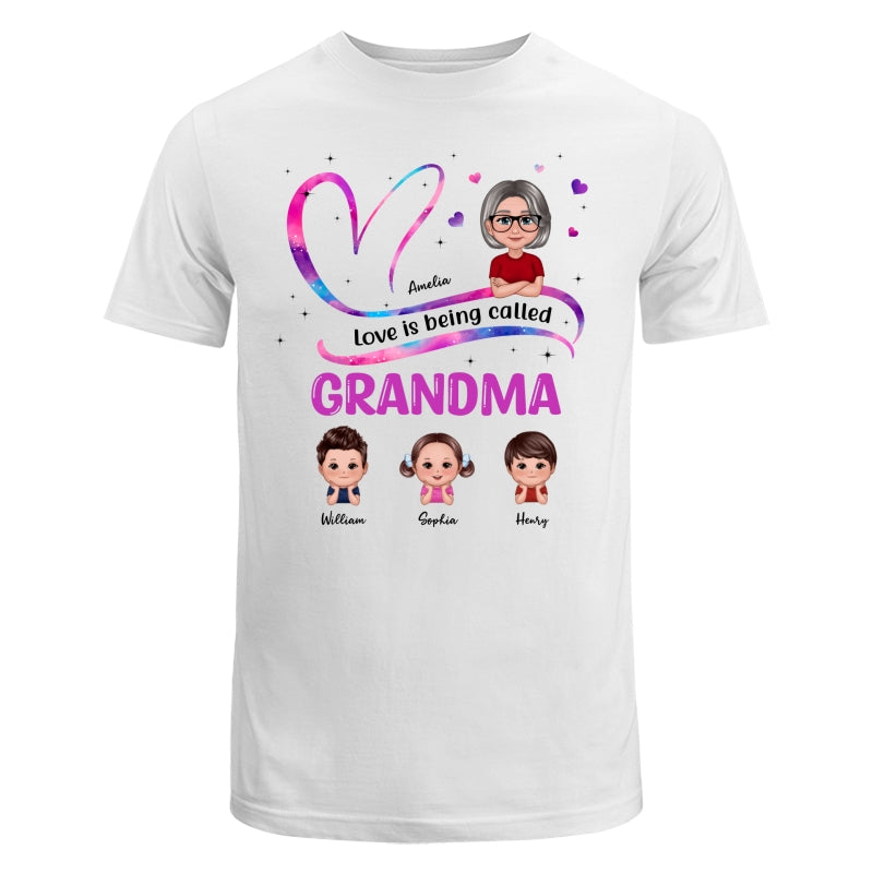 Heart Love Being Called Grandma Pretty Woman & Cute Doll Kids Personalized Shirt