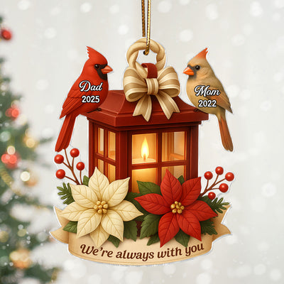 Cardinal On Christmas Lantern 3D Effect Personalized Acrylic Ornament, Meaningful Memorial Symphathy Gift
