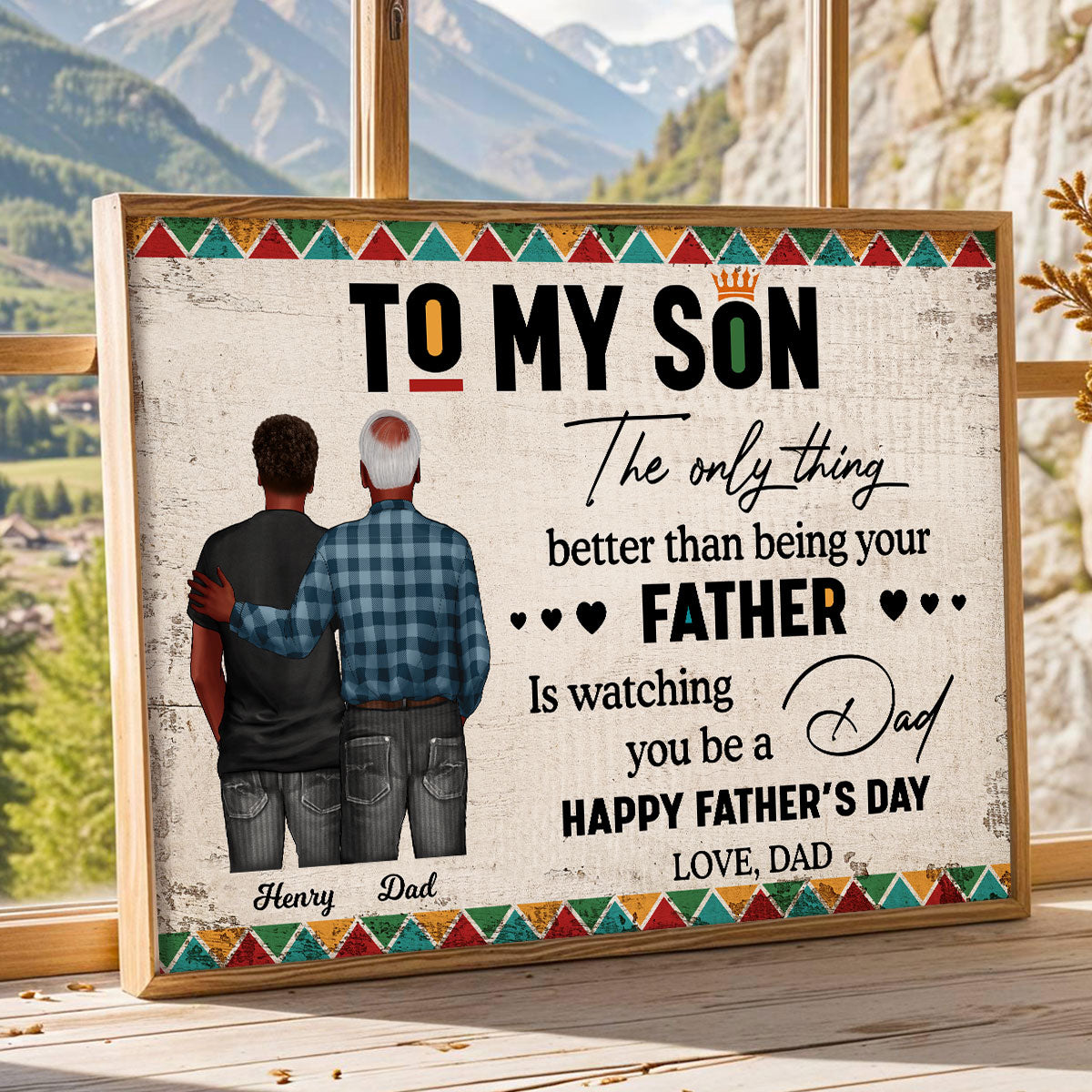 To My Son From Mom Dad Happy Father's Day Black Pride Personalized Poster