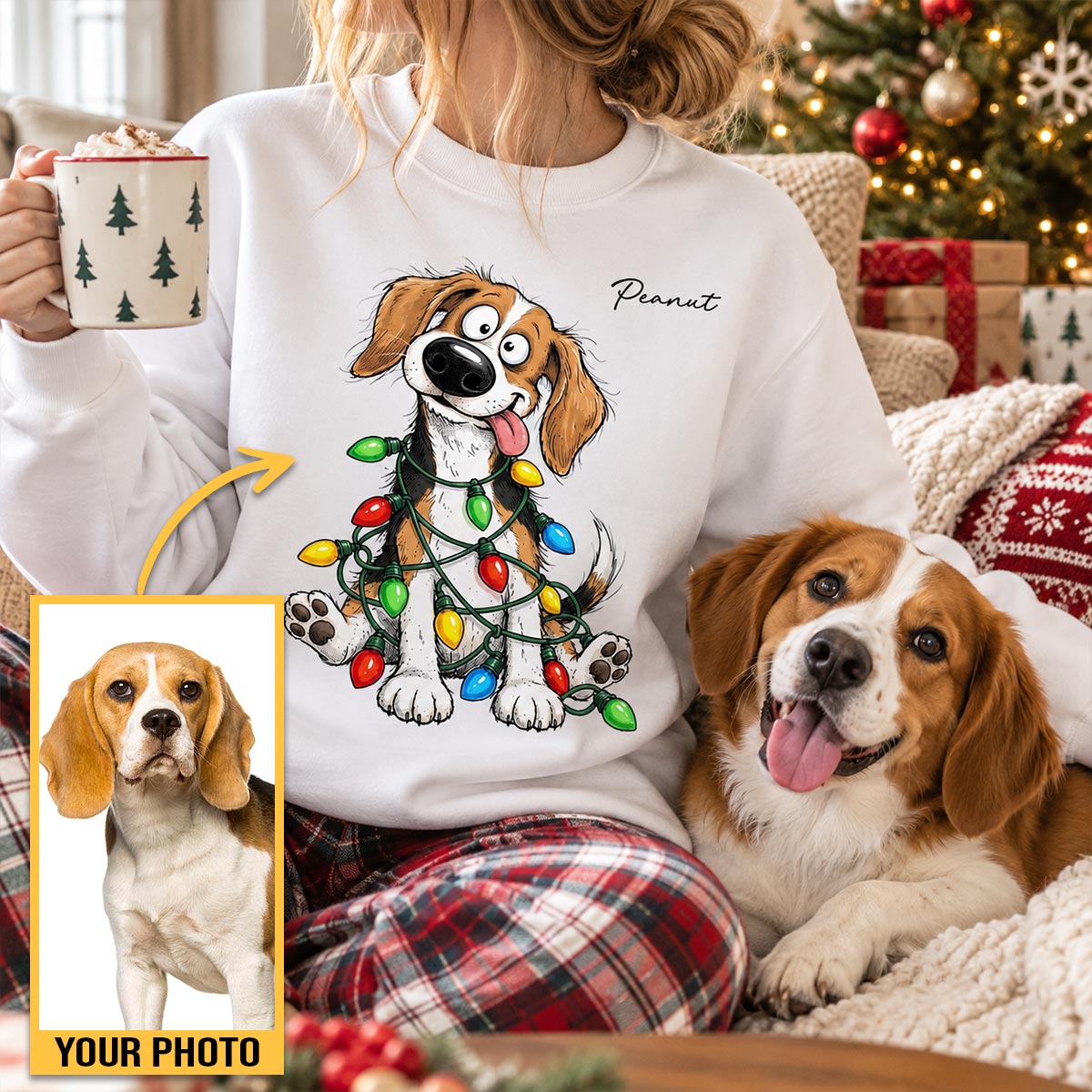 Custom Pet Portrait Quirky Silly Dog - Personalized Shirt - Funny Christmas Gift For Dog Lover