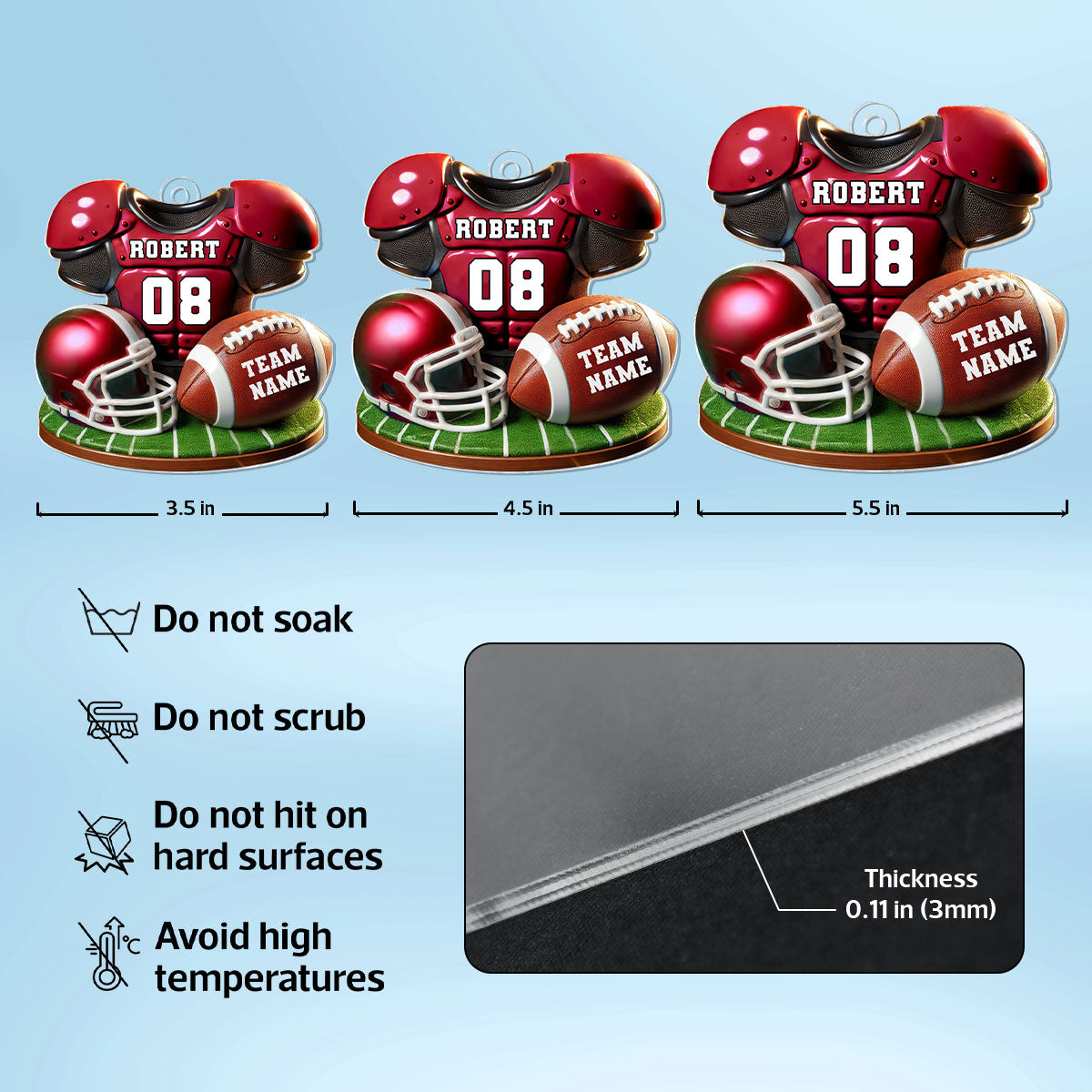 Football Jersey Uniform 3D Effect Personalized Acrylic Ornament, Christmas Gift For Son, Boyfriend, Gift For Him