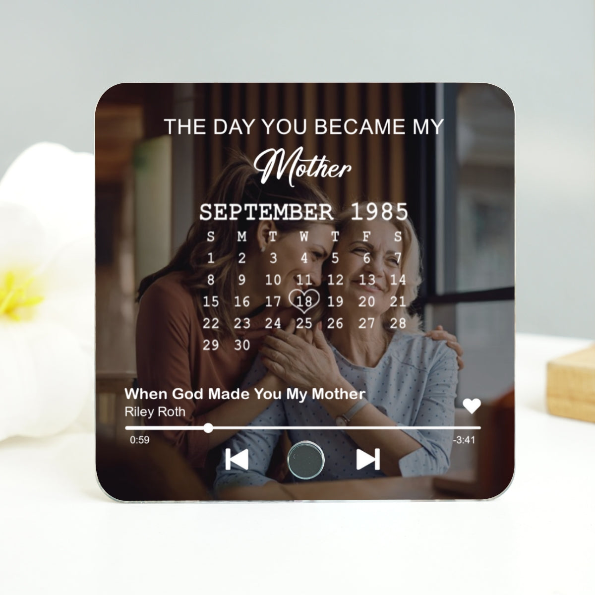 The Day You Became My Mom Custom Calendar Photo Upload Personalized Music Fridge Magnet, Birthday, Mother's Day, Just Because Gift for Mom