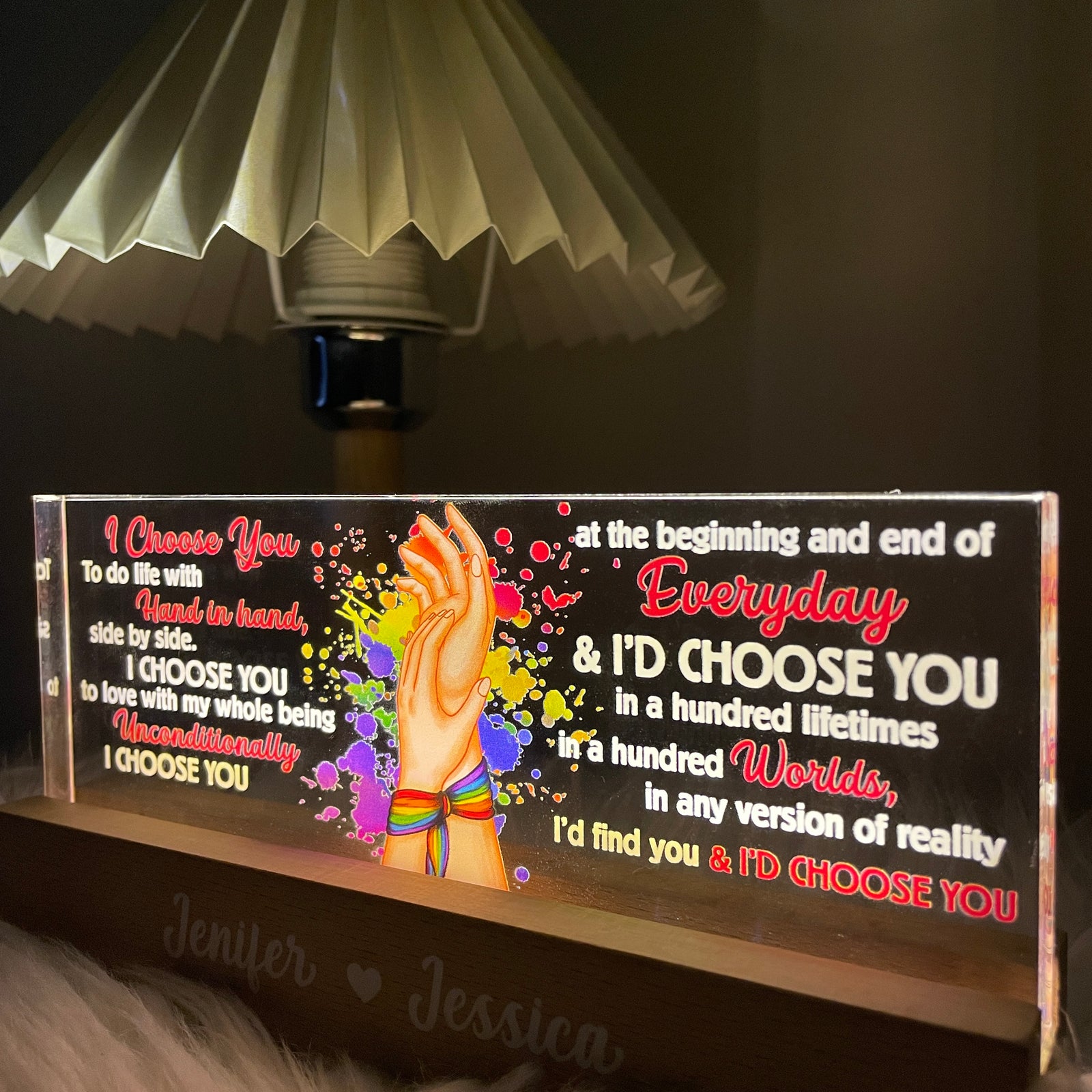 I Choose You LGBTQ+ Gift Personalized Acrylic Block LED Night Light