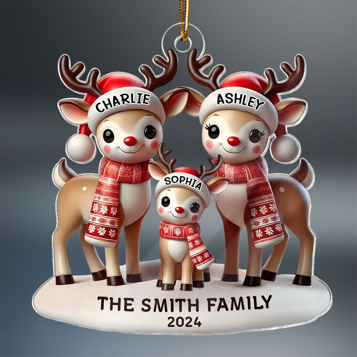 Reindeers Family Christmas Personalized Acrylic Ornament