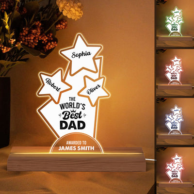 The World Best Dad Grandpa Awarded To Personalized Acrylic Custom Shape LED Night Light
