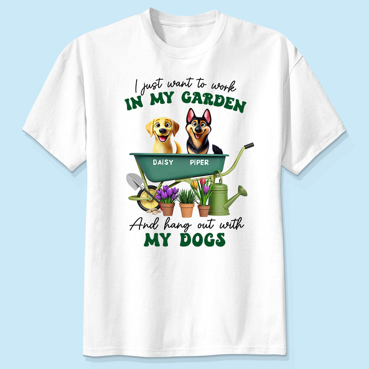 Work In Garden And Hang Out With My Dogs Personalized Shirt, 3D Cute Dogs