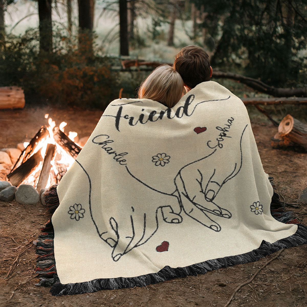 Mom And Daughter Holding Hands First My Mother Forever My Friend Personalized Tapestry Woven Blanket, Gift For Mom