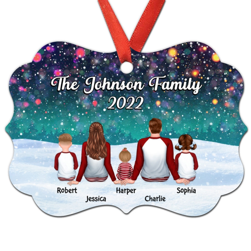 Family Snow Sparkling Personalized Christmas Ornament