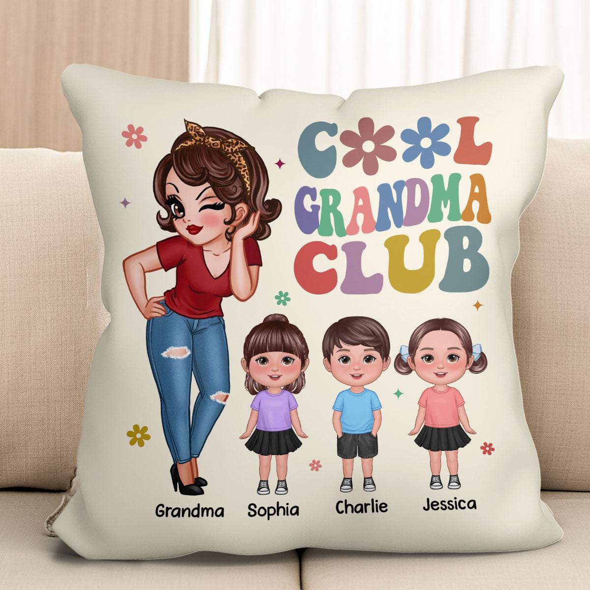 Cool Grandma Club Personalized Pillow, Gift For Grandma