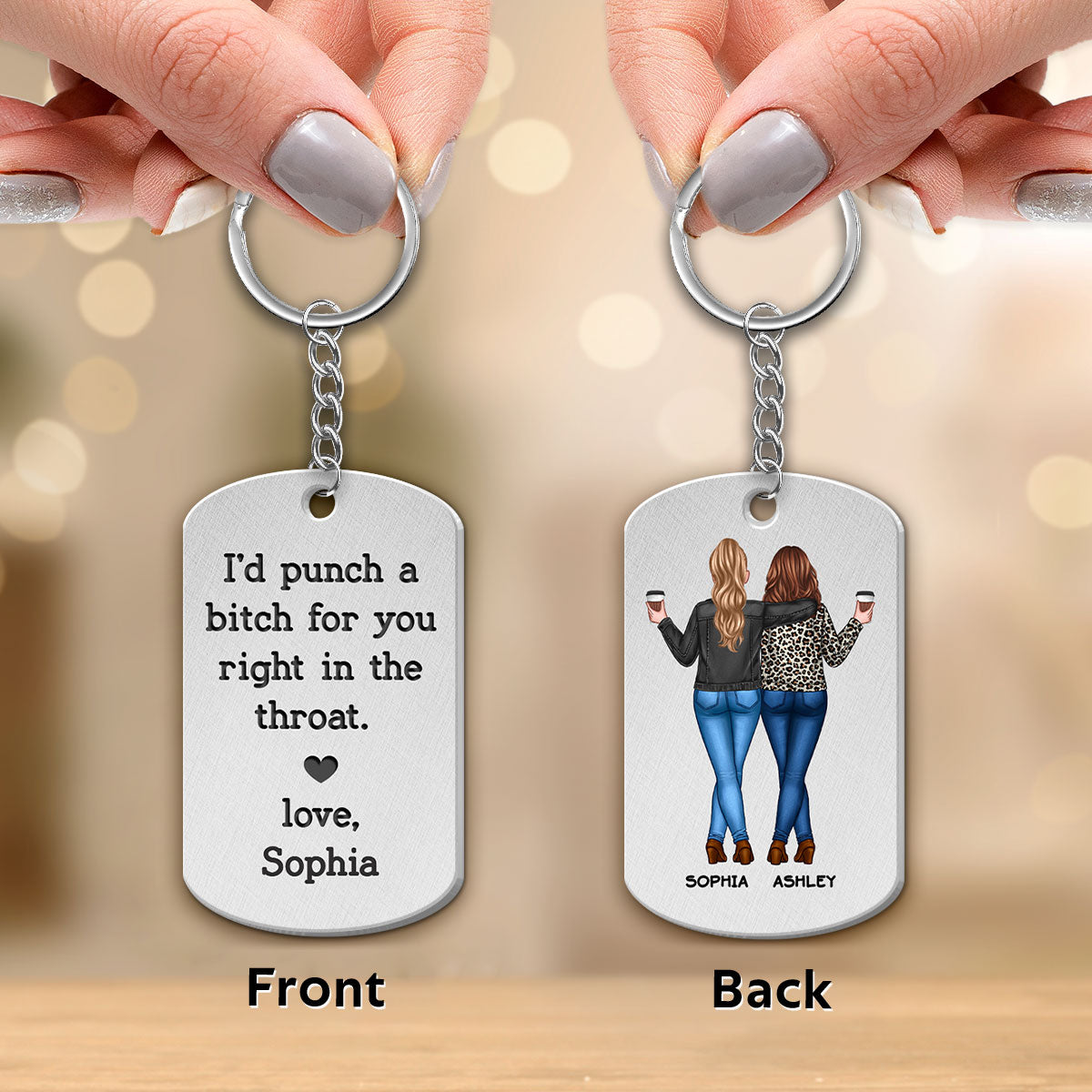 I'd Punch A Bitch For You Gift For Besties Personalized Metal Keychain