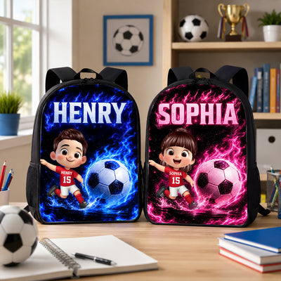 Soccer Trendy Design Backpack for Boys Girls - Personalized Backpack - Back to School Gift for Daughter, Son