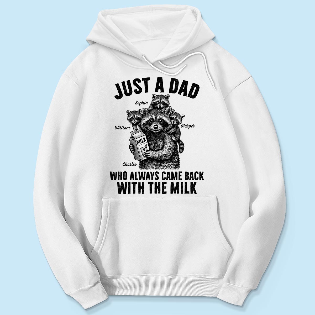 Racoon Dad & Kids Just A Dad Who Always Came Back With The Milk Personalized Shirt, Funny Father's Day Gift