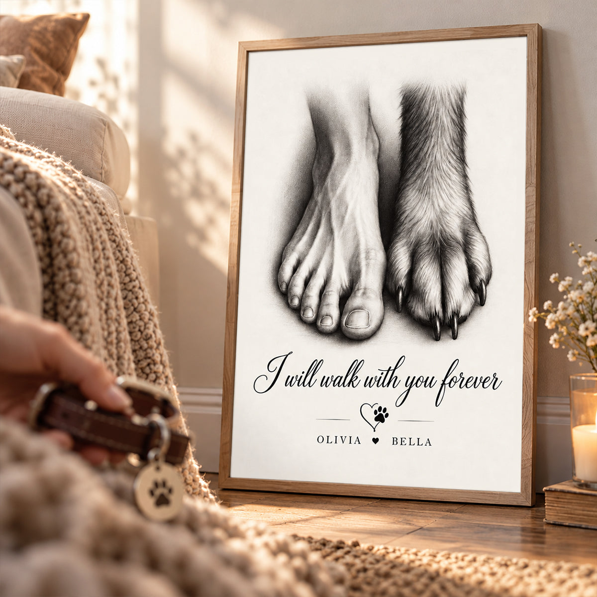 I Will Walk with You Forever - Personalized Poster - Heartfelt Memorial Sympathy Gift for Dog Cat Lovers, Christmas Gift for Her, for Him