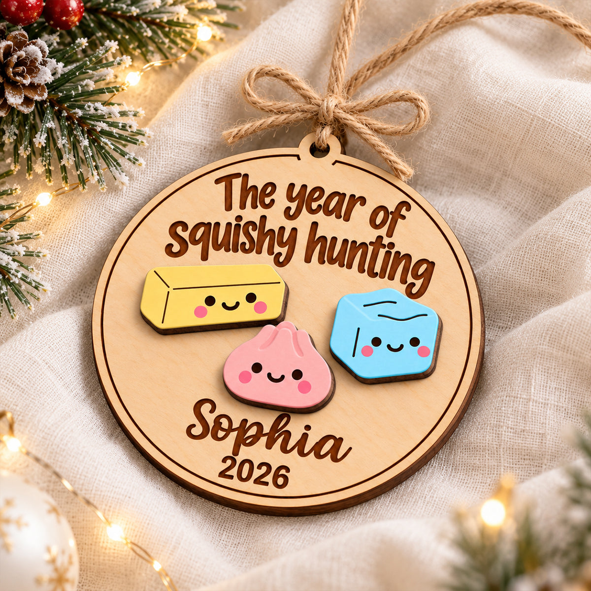 The Year Of Squishy Hunting - Personalized 2-Layered Wooden Ornament - Christmas Gift For Squishy Lovers, Keepsake 2026