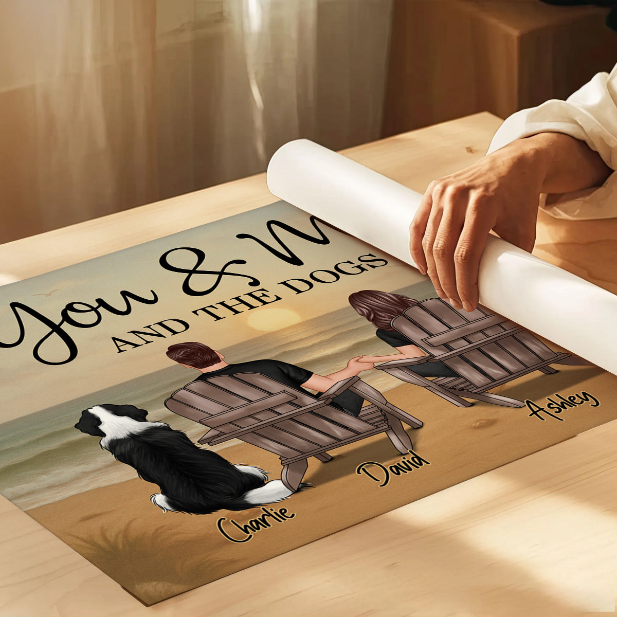 Retro Vintage Mountain Landscape Couple You Me And The Dogs Cats Personalized Poster| Heartfelt Gift For Dogs Lovers, Cats Lovers
