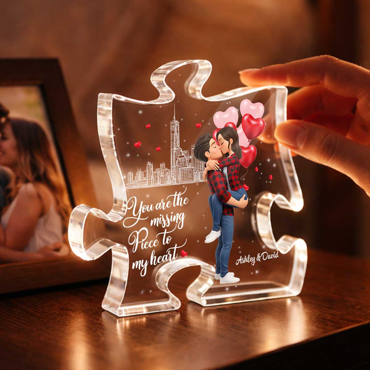 You Are The Missing Piece To My Heart - Personalized Acrylic Block Plaque - Anniversary, Valentine's Day Gift, Gift For Him, Gift For Her