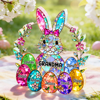 Bunny Grandma Easter Gift - Personalized Acrylic Block Plaque - Easter Decor for Grandma