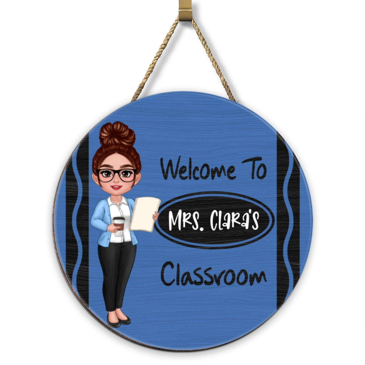 Teacher Crayon Pattern Welcome To Classroom Personalized Wood Sign