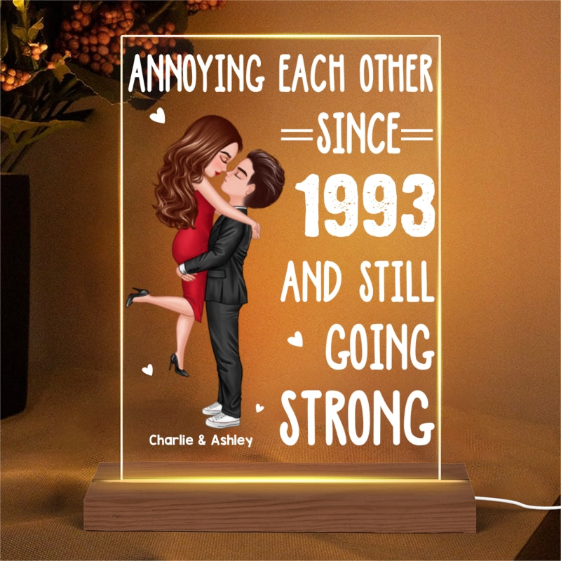 Annoying Each Other Hugging Couple Personalized Acrylic LED Night Light LED Lamp