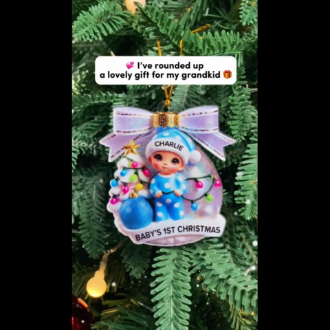Baby First Christmas 3D Effect Personalized Acrylic Ornament, Christmas Tree Bow, New Parents Keepsake, Gift for Newborn