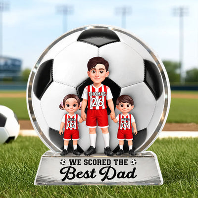 No 1 Soccer Dad We Scored The Best Dad - Personalized Acrylic Block Plaque - Father's Day Gift For Dad, Husband, Soccer Lovers