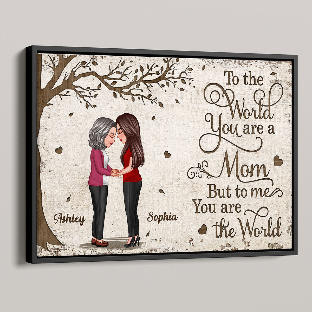 Mother Daughter Holding Hands Under Tree Personalized Poster, Gift For Mom