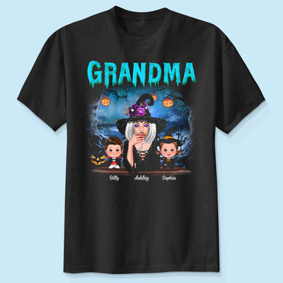 Halloween Night Grandma Witch And Kids Personalized Shirt