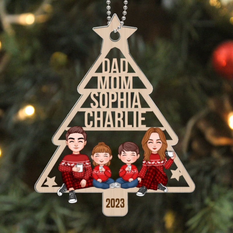 Family Christmas Tree Shaped Personalized Acrylic Ornament