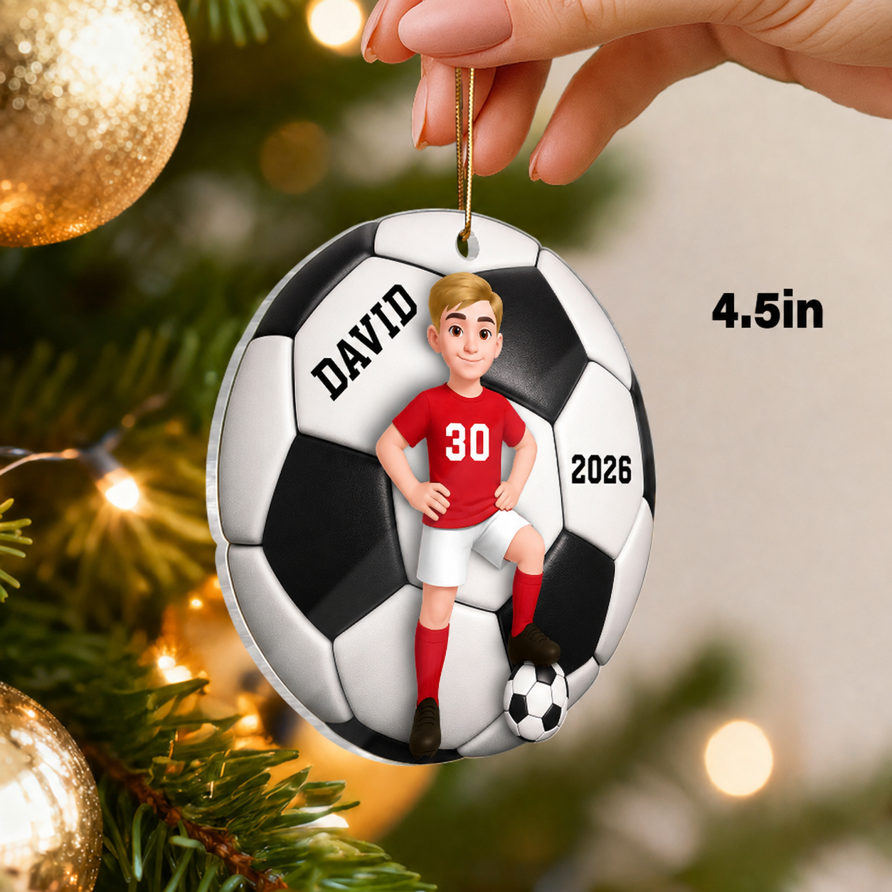 Soccer Girl Boy 3D Effect - Personalized Acrylic Ornament - Christmas Gift For Daughter, Gift For Son