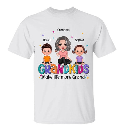 Grandma Grandkids Make Life Grand Sitting On Word Personalized Shirt