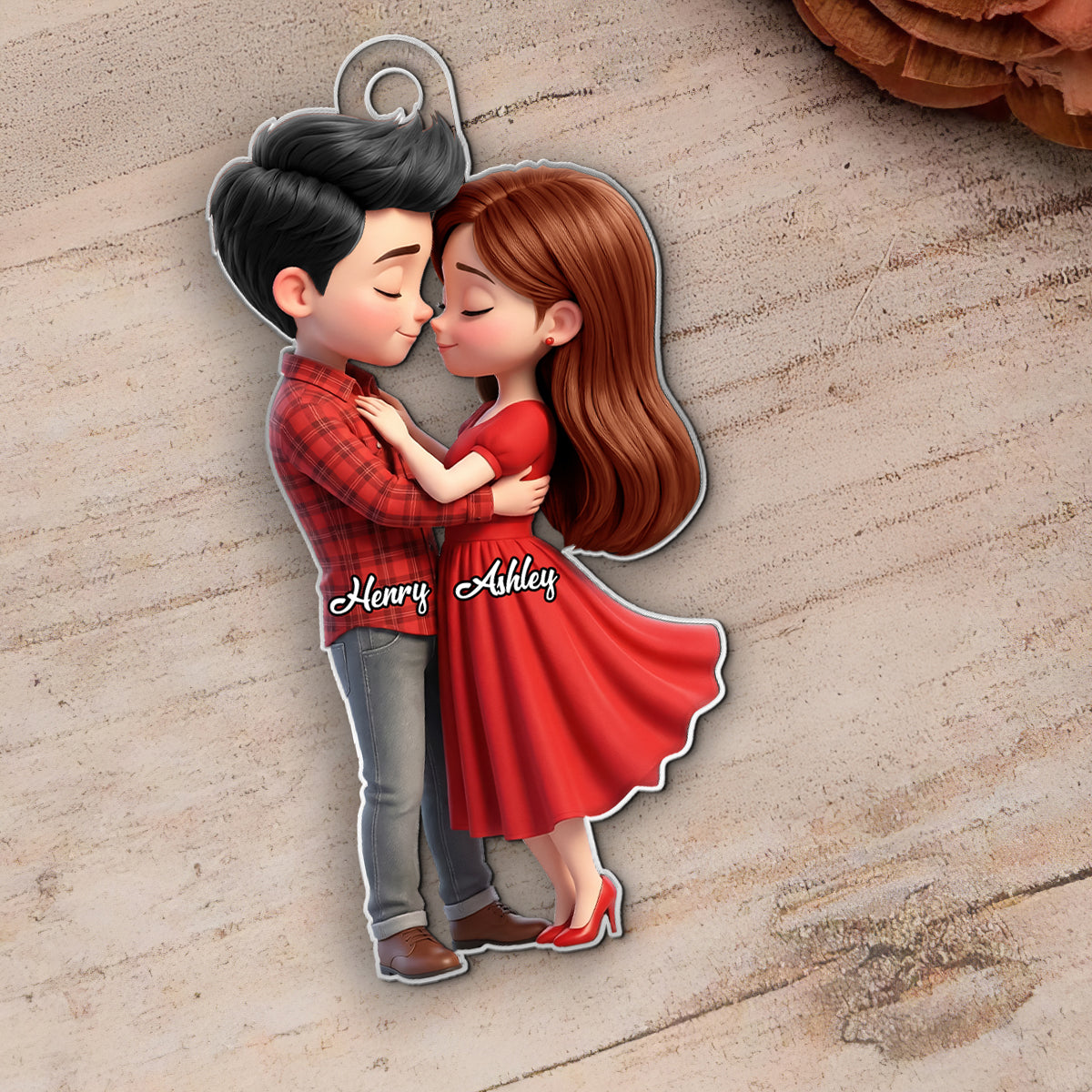 Romantic Love Couple - Personalized Acrylic Car Hanger - Sentimental Gift for him, for her