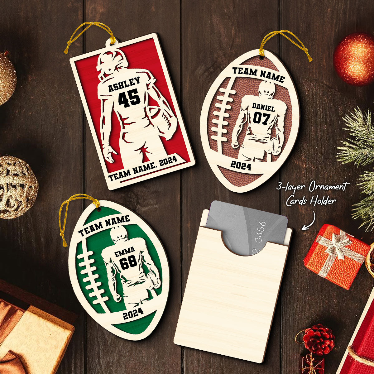 Personalized Football Money Gift Card Holder Ornament, Unique Gift For Football Player, Football Lover, Teenage Son, Grandson, Nephew, Husband, Boy Friend
