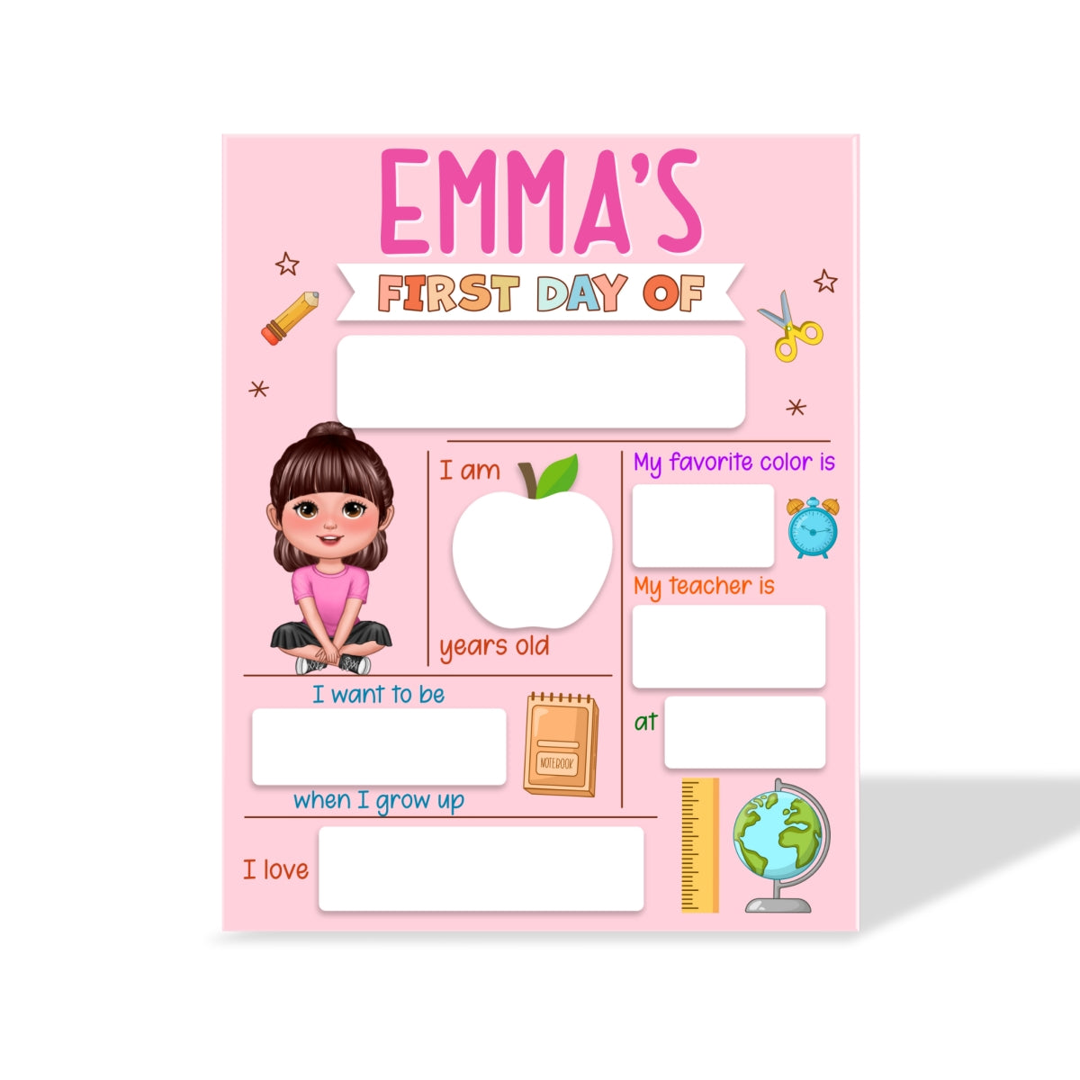First Day, Last Day of School Cute Kid School Things Personalized Board School Sign