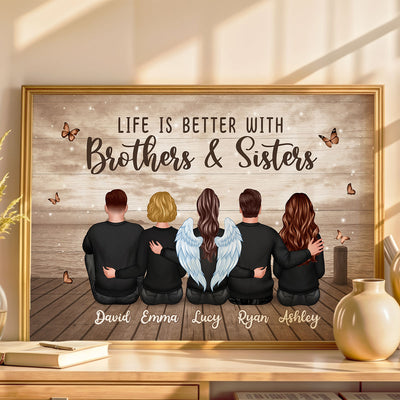 Family Siblings Besties Retro Wall Art - Personalized Poster - Sentimental Gift for Loved Ones