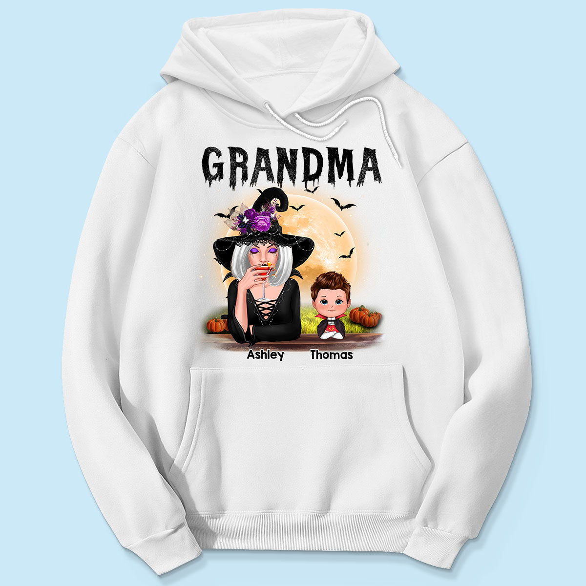 Grandma Mom Witch With GrandKids Halloween Personalized Shirt
