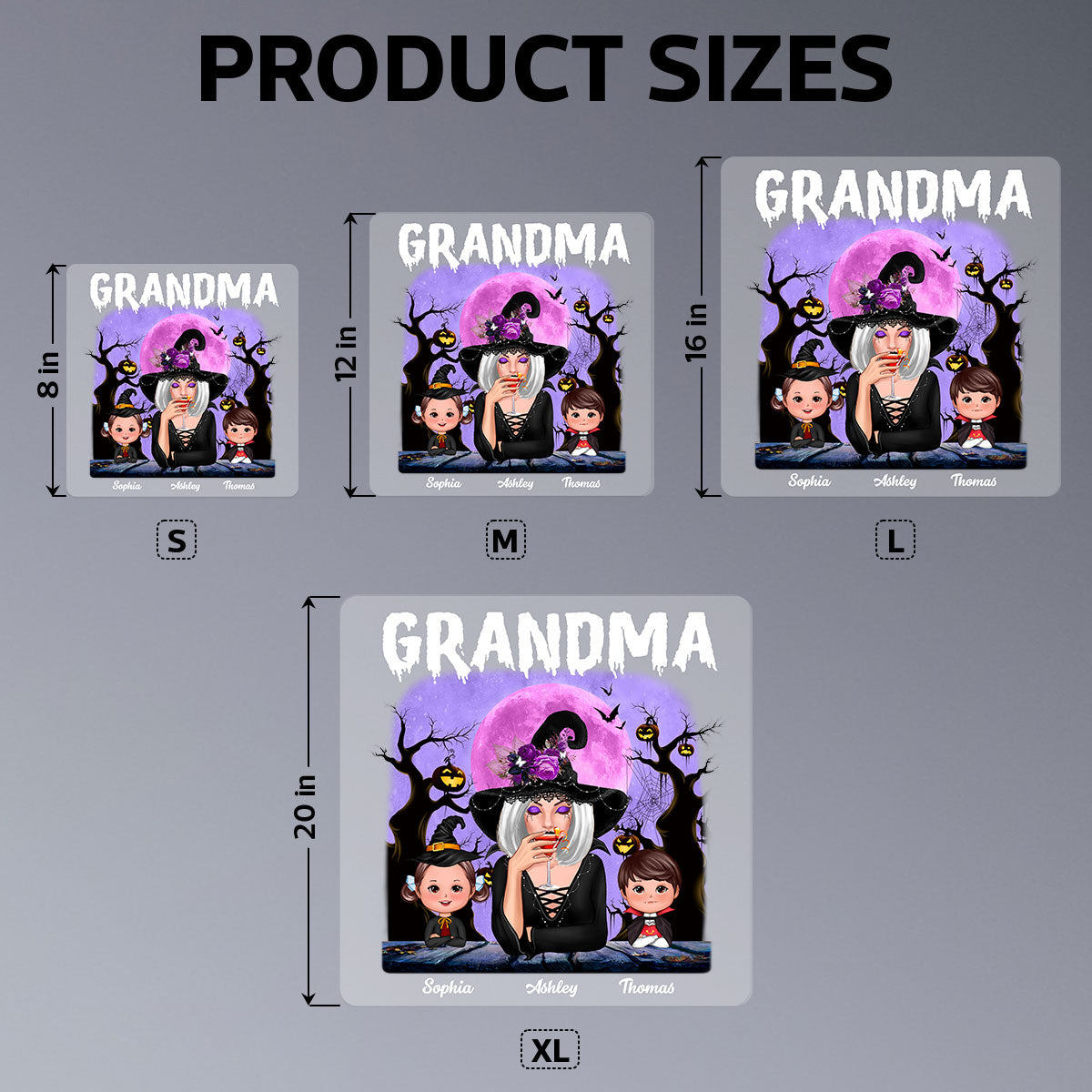 Purple Moon Tree Halloween Grandma Personalized Decal, Halloween Decor