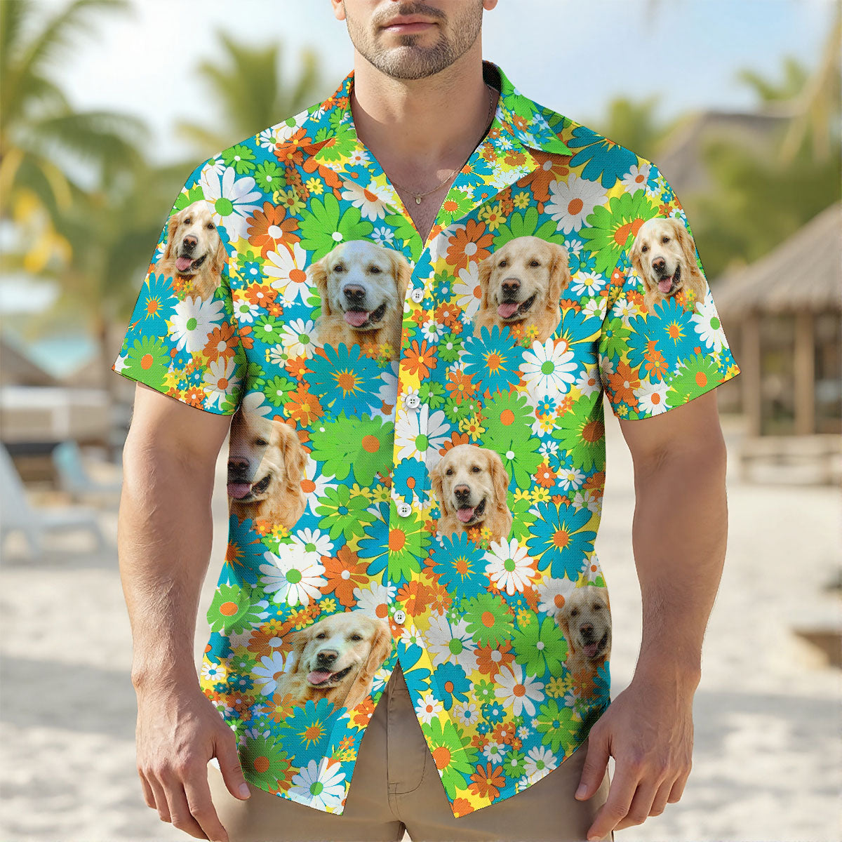 Floral Tropical Pattern Custom Dog Cat Face Personalized Hawaiian Shirt