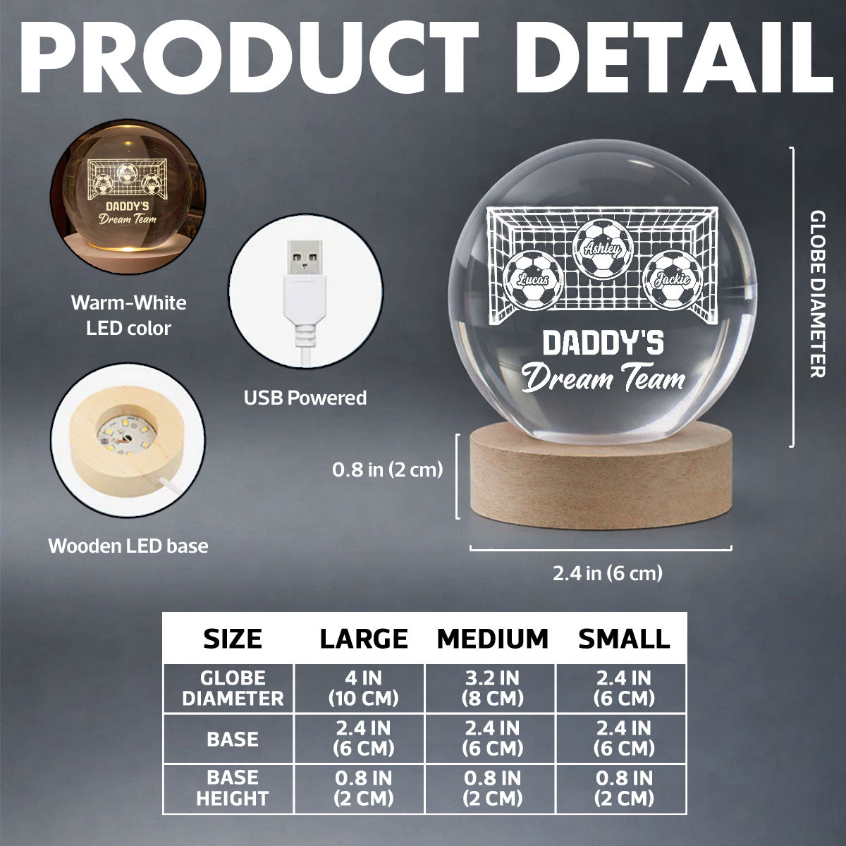 We Scored The Best Dad Soccer Dad - Personalized Crystal Ball LED Night Light - Heartfelt Gift For Soccer Dad, Gift For Husband
