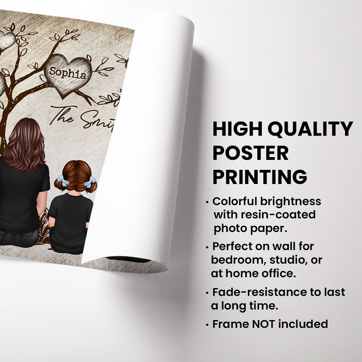 Family Heart Tree Sitting - Personalized Poster