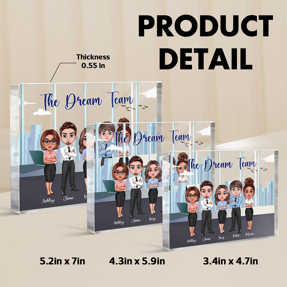 Work Made Us Colleagues Office Worker Personalized Acrylic Block, Gift for Work Besties