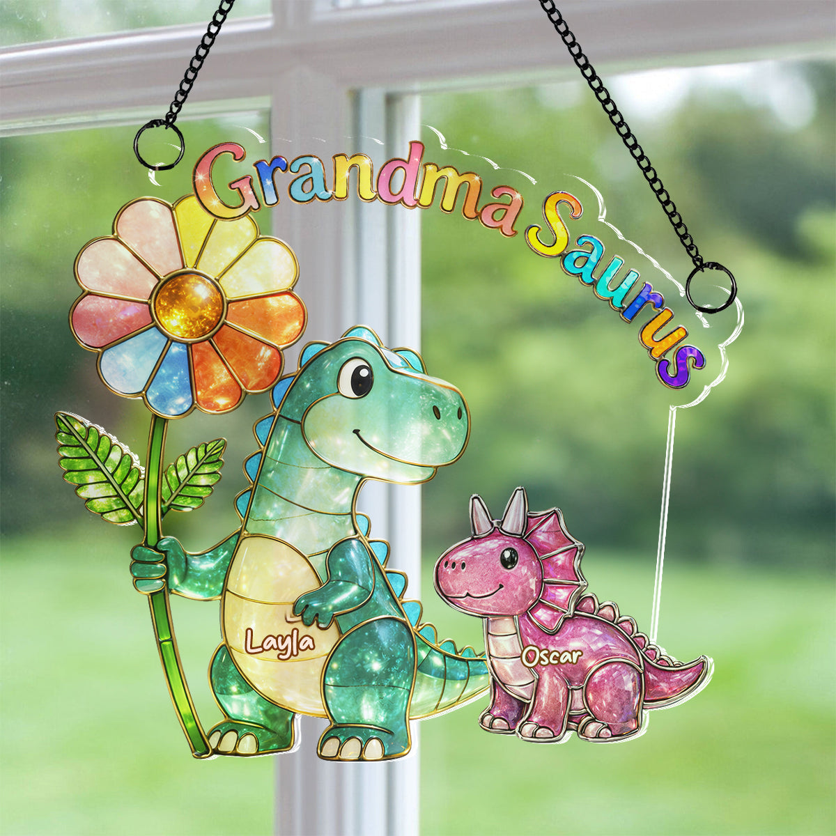 Dinosaur Mamasaurus Grandmasaurus - Personalized Suncatcher - Mother's Day Gift for Mom, Grandma, Wife
