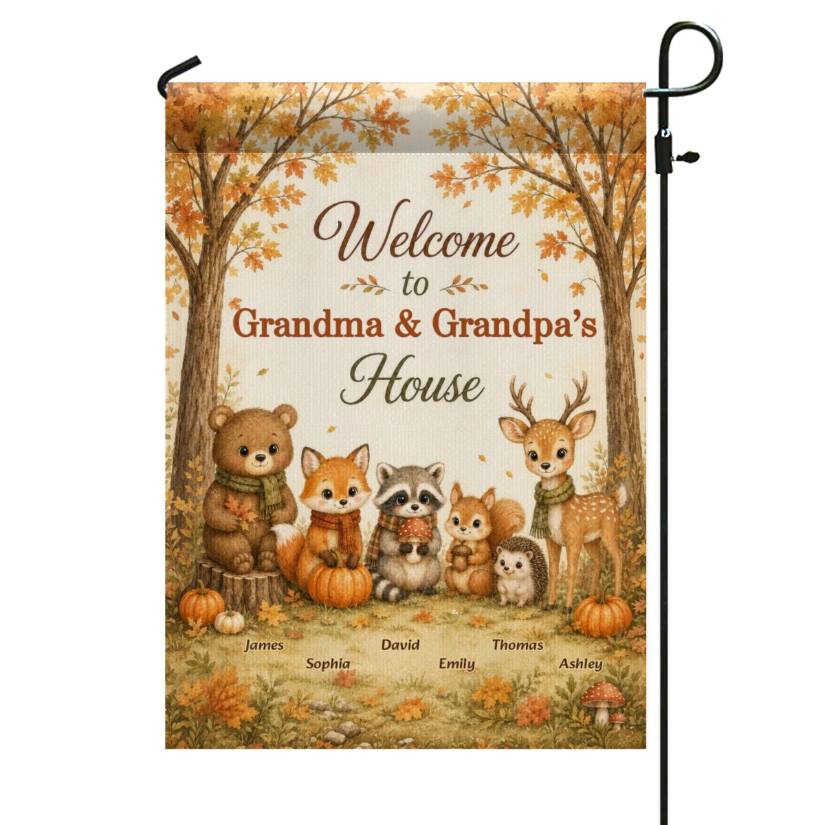 Welcome To Grandparents House Fall Season Cute Woodland Animals - Personalized Garden Flag