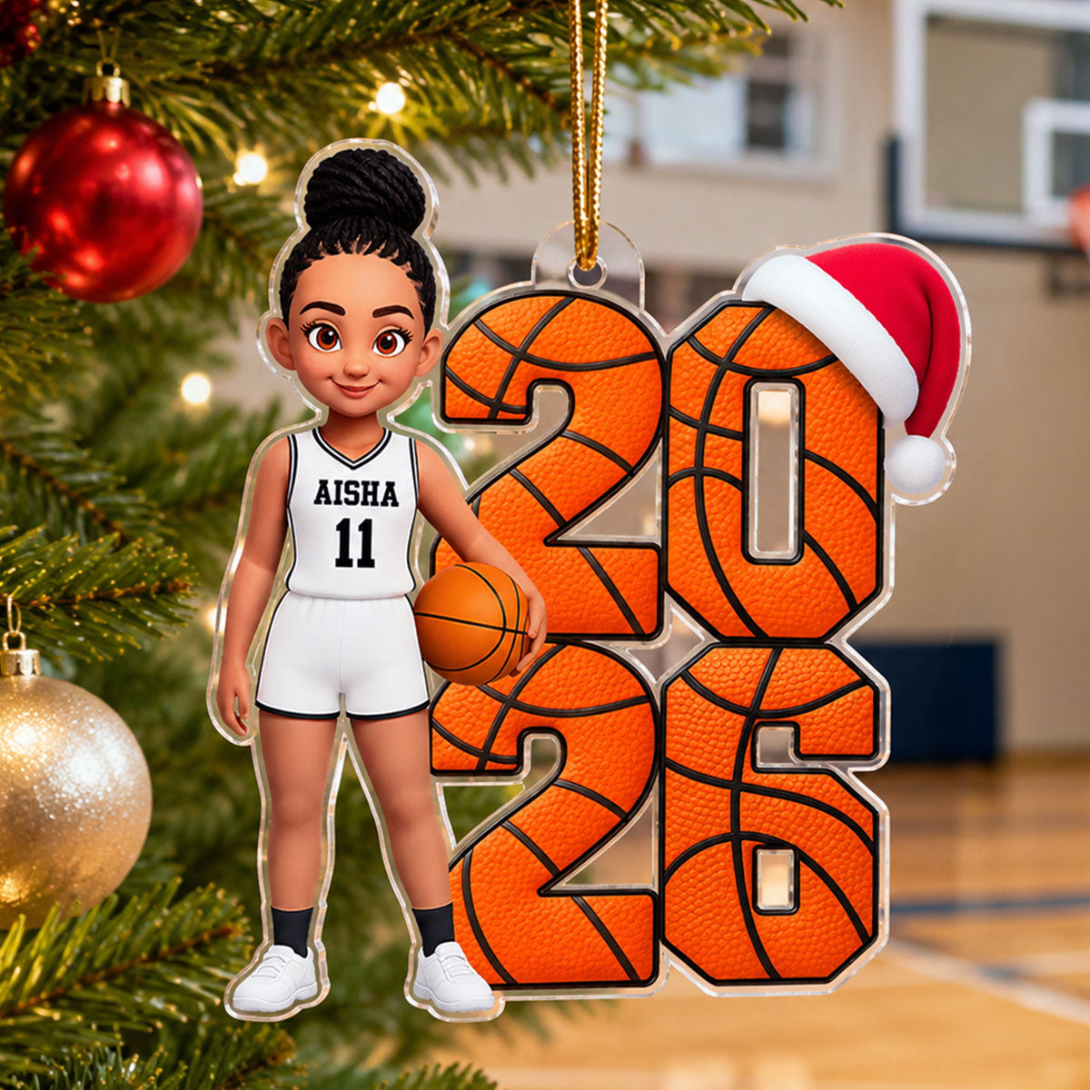 Basketball Player - Personalized Acrylic Ornament - Christmas Gift, Keepsake For Basketball Players, Son, Daughter, Grandson, Granddaughter