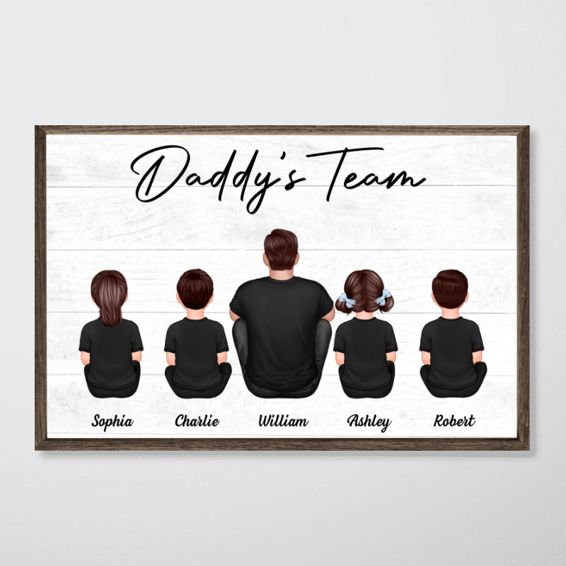 Daddy‘s Team Family Sitting - Personalized Poster - Gift For Dad, Gift For Husband, Gift For Grandpa