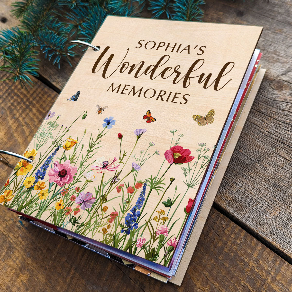 My Wonderful Memories Beautiful Floral Keepsake Personalized Card Keeper
