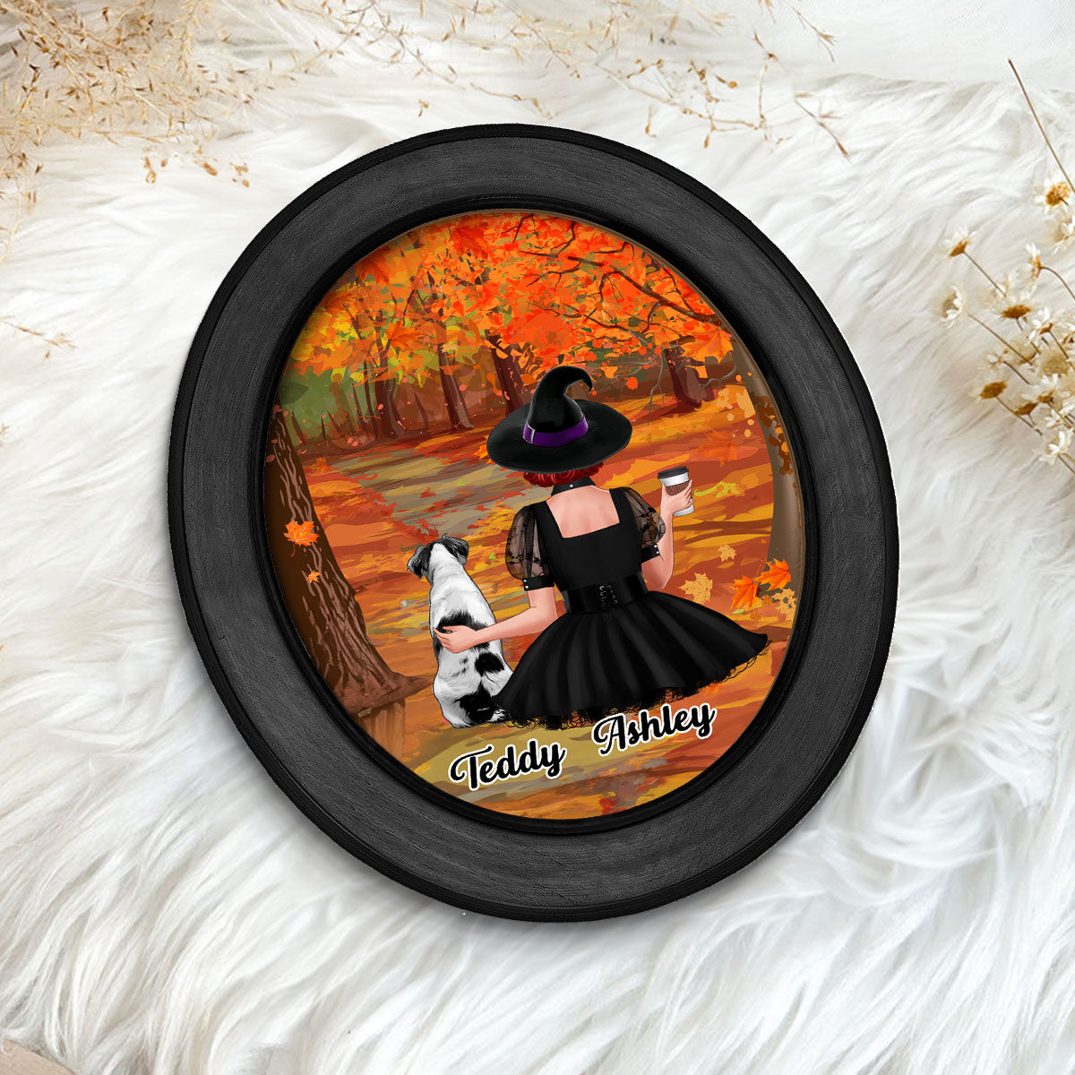Fall Season Halloween Dog Mom Personalized 2-Layer Wooden Plaque, Halloween Decoration