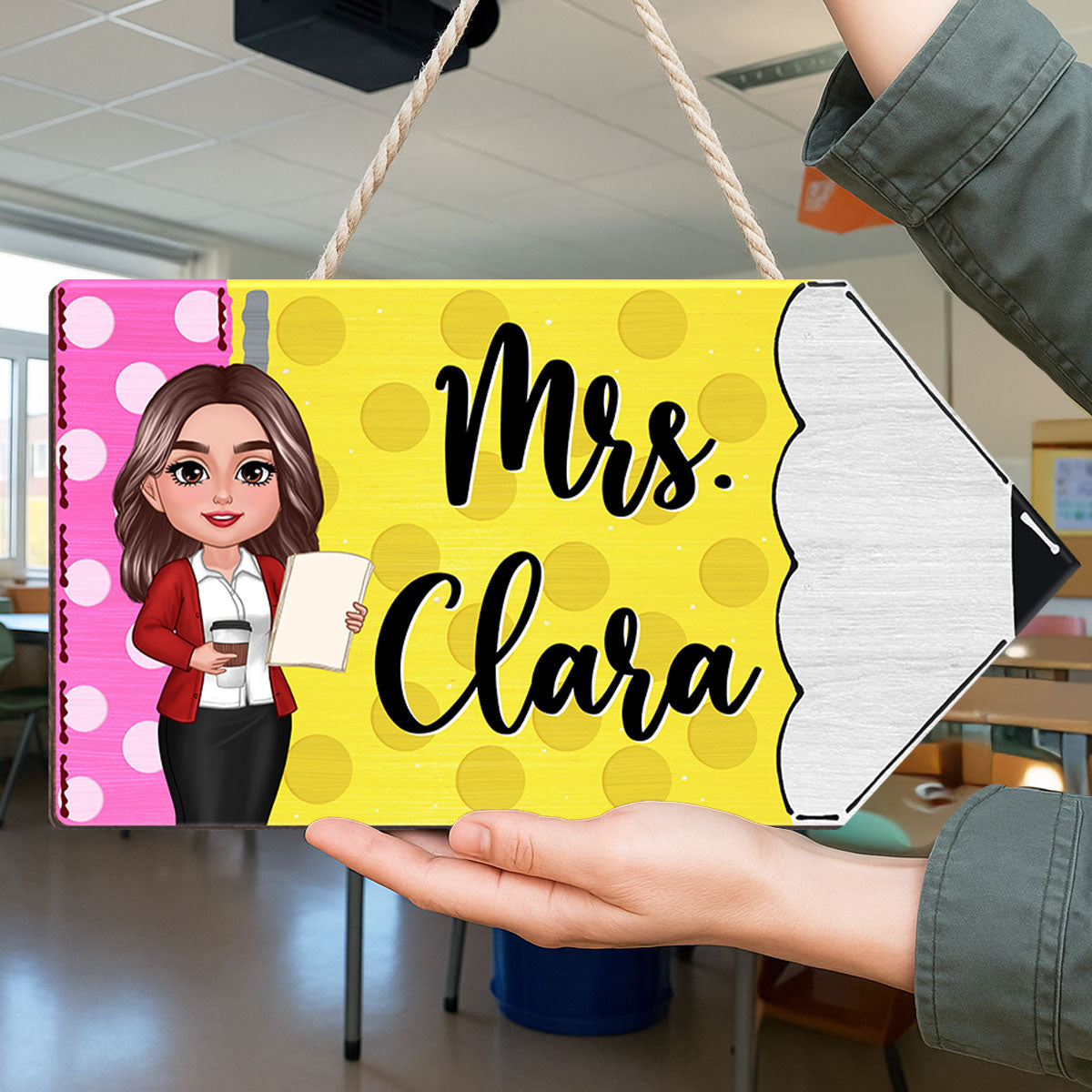 Teacher Pencil Personalized Wood Sign